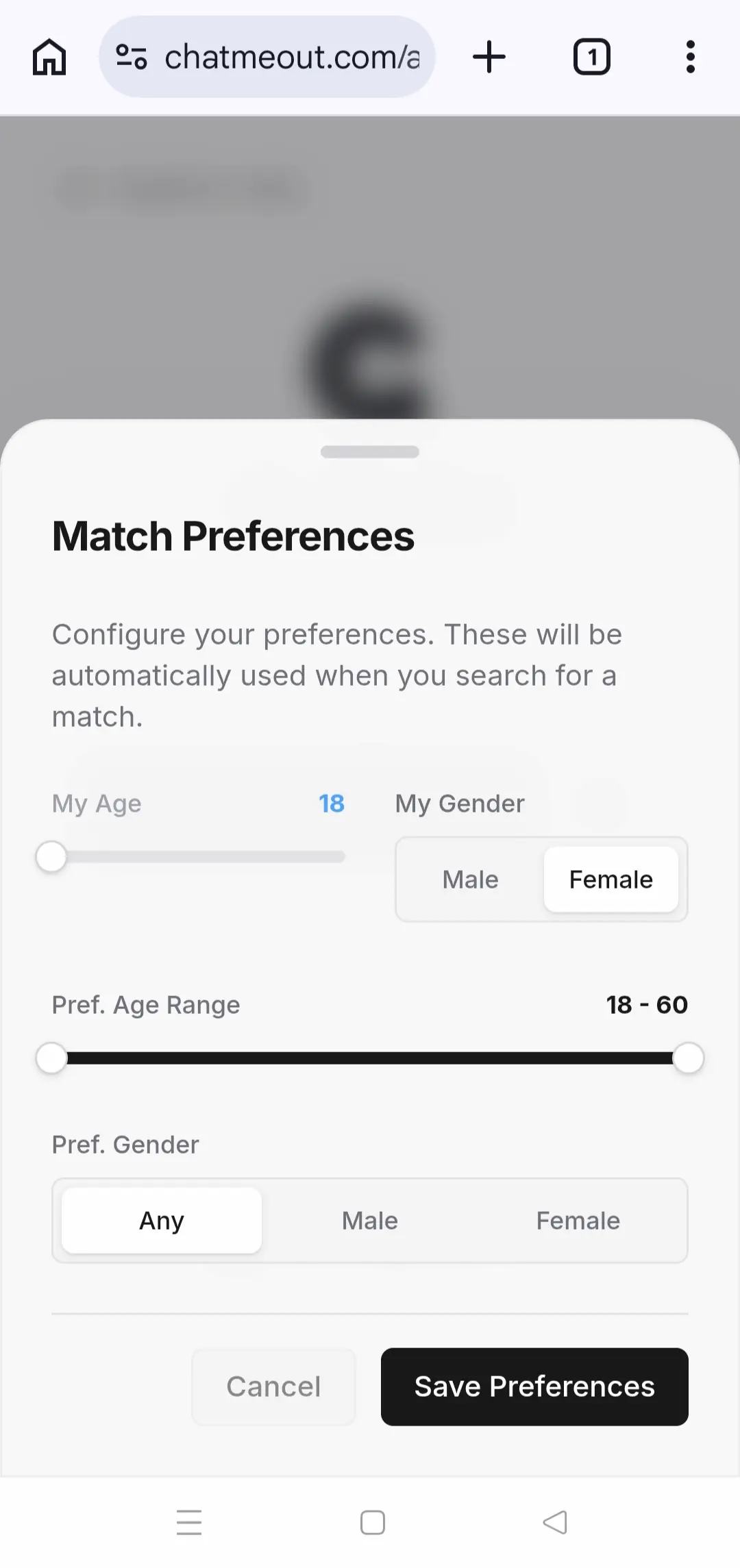 Preferences UI Mobile
